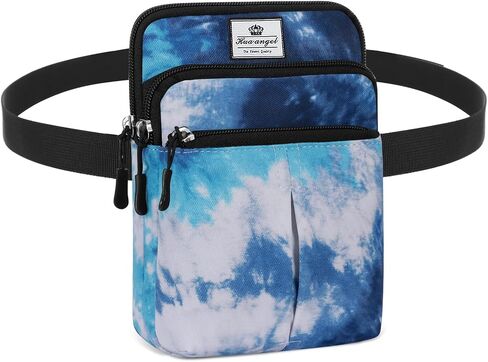 HUA ANGEL Multifunctional Fanny Pack for Men & Women - Lightweight Waterproof Waist Bag with 3 Zip Compartments, Adjustable Shoulder Strap, Perfect for Running, Walking, Sports & Travel in Kuwait