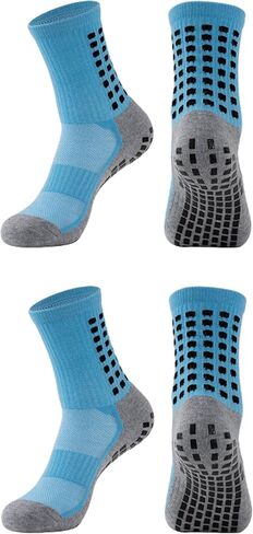 Non-Slip Football Socks - Grip Socks for Soccer & Sports (2 Pairs) - Anti-Slide Gel Pads, Moisture-Wicking, Cushioned Step in Saudi Arabia