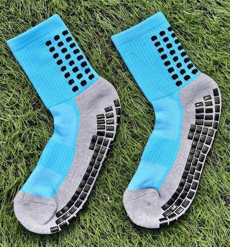 Non-Slip Football Socks - Grip Socks for Soccer & Sports (2 Pairs) - Anti-Slide Gel Pads, Moisture-Wicking, Cushioned Step in Saudi Arabia