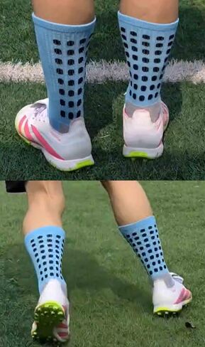 Non-Slip Football Socks - Grip Socks for Soccer & Sports (2 Pairs) - Anti-Slide Gel Pads, Moisture-Wicking, Cushioned Step in Saudi Arabia