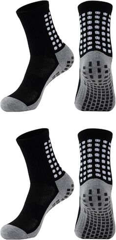 Non-Slip Football Socks - Grip Socks for Soccer & Sports (2 Pairs) - Anti-Slide Gel Pads, Moisture-Wicking, Cushioned Step in Saudi Arabia