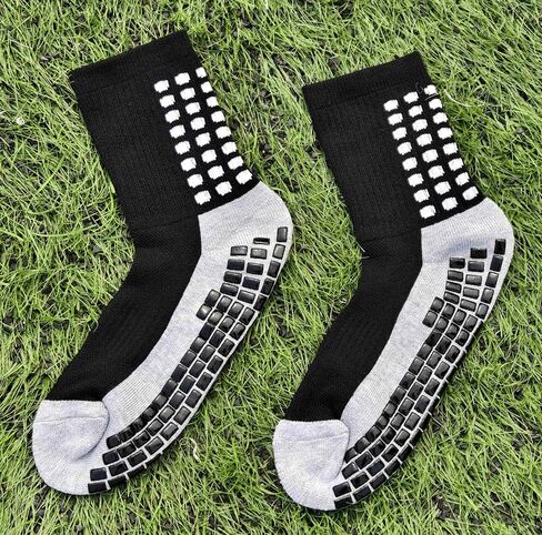 Non-Slip Football Socks - Grip Socks for Soccer & Sports (2 Pairs) - Anti-Slide Gel Pads, Moisture-Wicking, Cushioned Step in Saudi Arabia