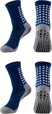 Non-Slip Football Socks - Grip Socks for Soccer & Sports (2 Pairs) - Anti-Slide Gel Pads, Moisture-Wicking, Cushioned Step in Saudi Arabia