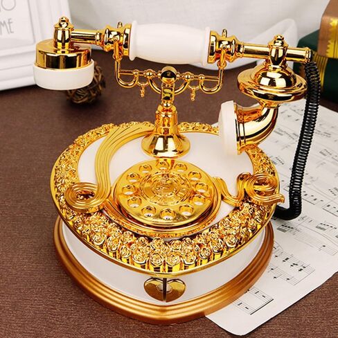 Vintage Dialing Vintage Phone Music Box, Heart shaped Dial, Drawer Phone Music Box, Exquisite Jewelry Box, 7-inch Holiday Gift (black) in Kuwait