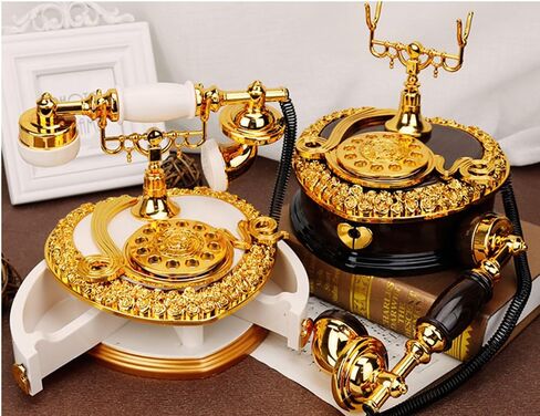 Vintage Dialing Vintage Phone Music Box, Heart shaped Dial, Drawer Phone Music Box, Exquisite Jewelry Box, 7-inch Holiday Gift (black) in Kuwait