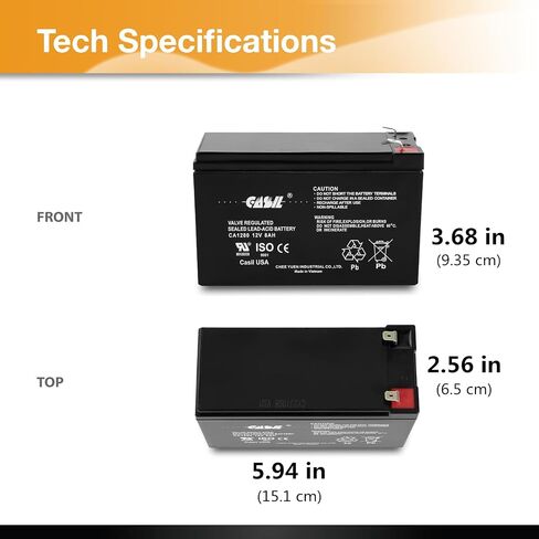 بطارية إنذار أصلية CA1240 12 فولت 4 أمبير SLA قابلة لإعادة الشحن لـ ADI AdGR-D467، ADT 804302 12 فولت 4.5 أمبير، لوحة أمان DSC، دورية الطاقة SLA1056، Vista 20P ADT، بطارية بديلة من I in Kuwait