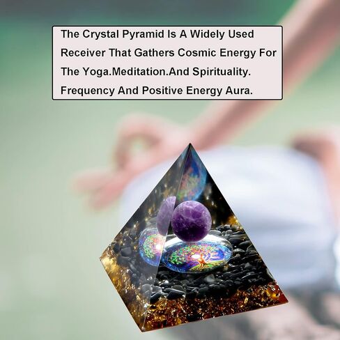 هرم orgone - مصدر الطاقة الإيجابي للتأمل ، تخفيف الإجهاد ، جذب الثروة | orgonite الهرم الكريستال مع بلورات الحماية | مولد الطاقة المثالي وديكور غرفة أنيقة in Kuwait