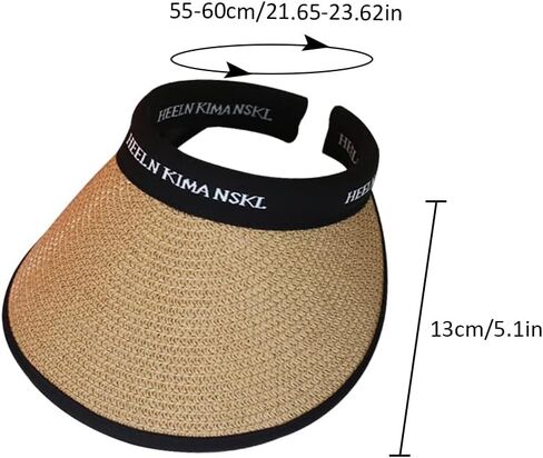 Women Straw Sun Visor Hat, Summer Wide Brim UV Protection Beach Cap Adjustable Sun Hat for Outdoor in Kuwait