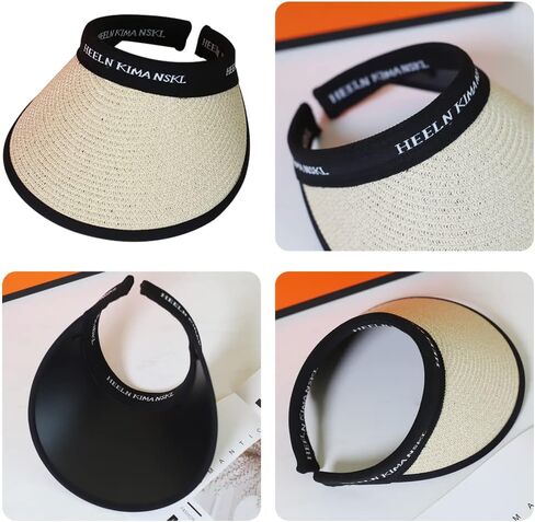 Women Straw Sun Visor Hat, Summer Wide Brim UV Protection Beach Cap Adjustable Sun Hat for Outdoor in Kuwait