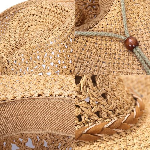 Western Cowboy Straw Hat for Men Women Wide Brim Cowgirl Cap Shapeable Packable Beach Sun Cap UPF 50+ Fedora Panama Hat in Saudi Arabia