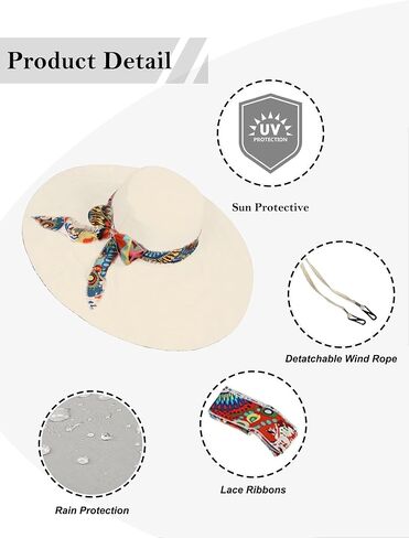 Womens Wide Brim Sun Hat Reversible Print UV Protection Oversized Beach Cap Travel UPF 50+ in Saudi Arabia