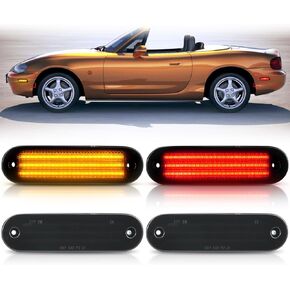 BestView Side Marker Tomebly Assembly متوافق مع Mazda MX-5 Miata 1990-2005 Amber Front Red Fender Side Marker Wisps ، 4 PCS