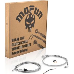 طقم كبل القابض Mofun وخط فرامل ABS العلوي الأمامي والخانق بواسطة امتدادات الأسلاك متوافقة مع Harley Softail Fat Bob Low Rider 2018-2024 ، FIT 16 "-18" المقود Chrome