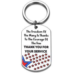 ARKUKU Thank You for Your Service Military Appreciation Gifts Retirement Keychain for Veteran Army Navy Air Force Marines Coast Guard for Thanksgiving Day Deployment Veterans Day Independence Day