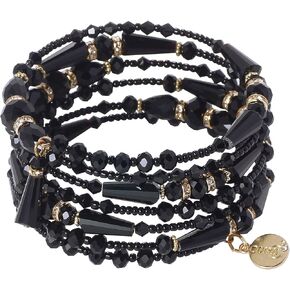 أساور Coiris Boho Multilayer Beaded للنساء البوهيميات مسدود Bead Bead Charm Bangle المجوهرات المصنوعة يدويًا