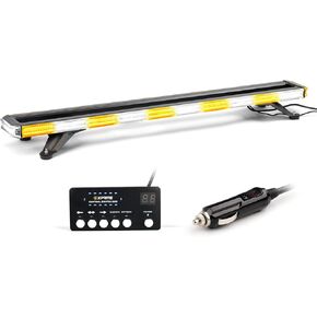 Xprite 42 inch 330 LED Rooftop Emergency Strobe Light Bar Heavy-Duty Flashing Warning Lights w/Adjustable Mounting Brackets, for Construction Vehicles Towing Work Trucks Plows Pickup - White Amber