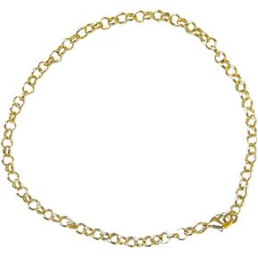حلقات إصبع القدم والأشياء من Anklet Gold Rolo Chain Skle Bracelet | 9.5 "الطول | سلسلة رولو مع قفل مخلب جراد البحر المصغر | سلسلة مملوءة بالذهب 18K