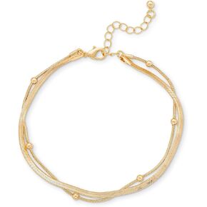 Rocksbox Franklin Layered Snake Stain & Sphere Anklet - Gold Onkle Bracelet - 14K Gold Plating - مجوهرات ذات جودة متميزة - 9 "مع موسع
