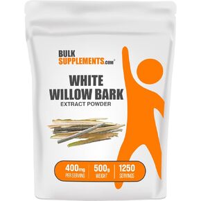BulkSupplements.com White Willow Bark Extract Powder - Herbal Supplement Powder, White Willow Bark Powder - Gluten Free, 400mg per Serving, 250g (8.8 oz) (Pack of 1)