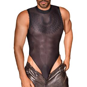 مثير للرجال لامع لامع ، Snap Frgt Thong Leotard عالية قطع العضلات ، شبكات الشبك