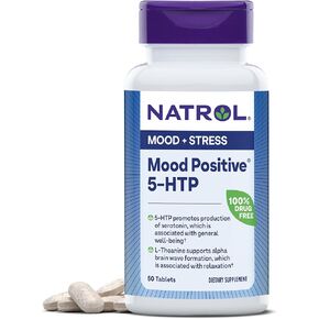 Natrol Mood Positive 5-HTP and L-Theanine for Balanced Mood and Relaxation, 50 Tablets, Up to a 50 Day Supply