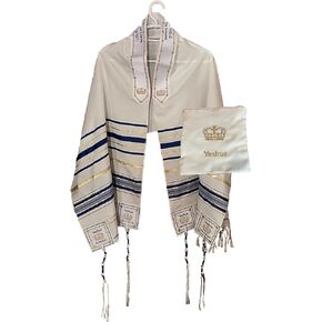 XTRA كبيرة الملكية الأزرق الأزرق الذهب مسيحي مسيحي تاليت الصلاة شال 72 "× 33" وحقيبة yeshua tallit zipper - صممه الدكتور ريك وجويس كورنو