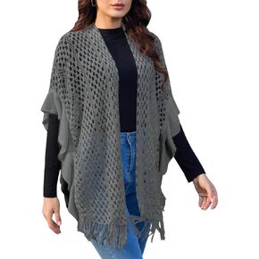 Ferand Women's Lightweight Ruffle Shawl Wraps Open Front Crochet Fringe Poncho Cardigan for Spring and Summer in Kuwait