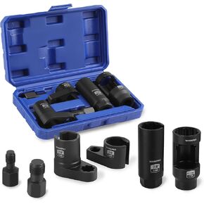 Workpro 6pcs O2 مقبس مستشعر الأوكسجين ، السيارات 3/8 "1/2" محرك X 1-1/16 "7/8"