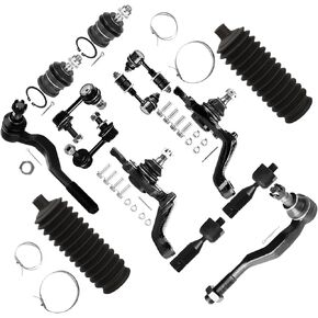 SCITOO 14-PC Suspension Kit Replacement fit for Toyota for Tacoma 2001-2004 Lower Upper Ball Joint Inner Outer Tie Rod End Sway Bar End Link Steering Rack Boot Auto Parts