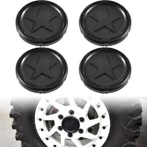 SAUTVS Black Tire Wheel Hub Caps for Can-Am Maverick R MAX X RS 2024+ Models Accessories, Durable PP Material Wheel Rim Center Cap Covers, 4PCS