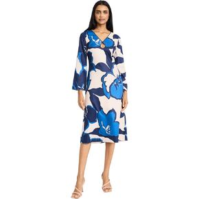 Donna Morgan Women's V-neck keyhole midi bell scleves-temial is-line guest gust dress