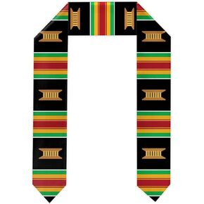 Black Green Red Yellow Graduation Mall Plain Graduation Honor Stole Kente Black With Gold Trim Unisex Adult 72" Long