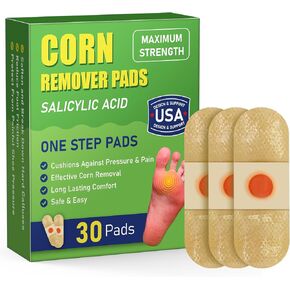 WABRINY Maximum Strength Corn Removers Pads for Feet and Toes, Fast Effective Foot Corn Removal Bandages for Kids Adults, All-Day Pain Relief, 30 Pack