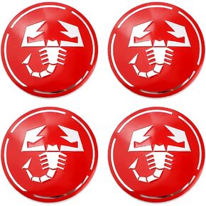 XDG 4X 2.2 Wheel Hub Caps Centre Cover for Abarth Scorpion Logo Circular arc Form 3D Stereo Aluminum Alloy Waterproof Emblem Badge Stickers for Fiat Abarth Punto 124/125/125/500 Stilo Ducato (Red)