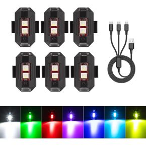 PIFOOG 6PCS Mini Strobe Light LED Anti-collision Lights Aircraft Battery Powered Strobe Lighting Night Warning Flashing Lights for Cars Vehicles Trucks Motocycles Dirt Bikes All DJI Drones