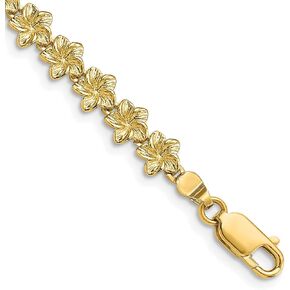 Avariah Solid 14K Yellow Gold Plumeria Flower Bracelet - 7.25"