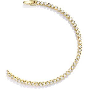 14K Gold Filled Tennis Bracelets for Women |2mm 2.5mm 3mmCubic Zirconia Bezel Gold Tennis Bracelet|Jewelry Gift for Women Valentines Mother Christmas Wedding Birthday 6.15/6.75/7.15 In