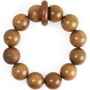 Handcrafted Neutral 12 Beads Natural Sandalwood Prayer Bead Chain Wrist Meditation Star Ring Circular Stress Relief bracelet Rosary Beads for men and women