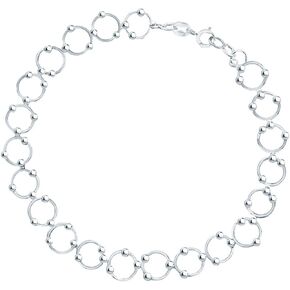 Savlano 925 Sterling Silver Silver Circle Link Bracelet/Anklet - Hoop & Bead Round Link for Women يأتي مربع الهدايا - المصنوع في إيطاليا