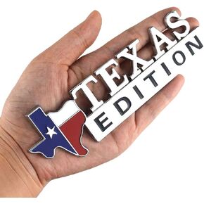 1x Metal Chrome TEXAS Edition Star Sate Flag Emblem Fender Side Door Sticker (Chrome)