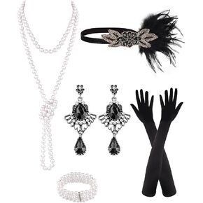 Plulon 6 PCS 1920s Flapper Great Gatsby Association for Women 1920s Women Flapper Accessory Fashion Troaring 20S Costume