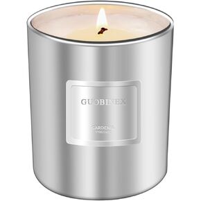 Gardenia Blossom Soy Candle | Clean-Burn Cotton Wick Candles, Spa & Home Relaxation Gifts for Women/Mom/Hostess (Birthday/Christmas/Thank You) in Silver Glass Jar