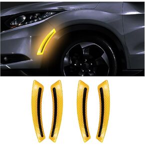 4PCS Car Wheel Eyebrow Reflective Stickers, Waterproof Anti-Scratch Auto Bumper Fender Safety Reflector Guard Strips Trim Side Marker, Vehicle Exterior Accessories, Universal Fit（White）