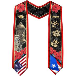 Puerto Rico American Flag Graduation Sash 2025, Puerto Ricans Graduation Stole, Class of 2025