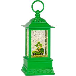 St. Patrick's Day Gnome Snow Globe Lantern, Green Lucky Shamrock Truck Gnomes Light Up Snow Globe with Swirling Glitter, St Patricks Day Decor for Party Home Table Decorations Supplies