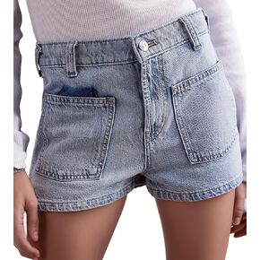 Stretchy Jean Shorts Womens Summer Casual Mid Rise Skinny Hot Denim Short with Pockets
