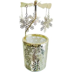 Rotary Candle Holders Spinning Tealight Holders Carousel for Tabel Decoration for Children Friend (Silver Bauhinia Flower)