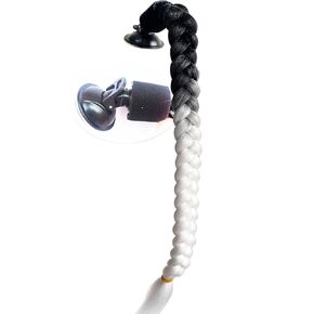 Suction Cup Ponytail Motorcycle Helmet Pigtails Curly Braids Hair Synthetic Fibre Pony Tails Ombre Color 22Inch (Helmet not Included)