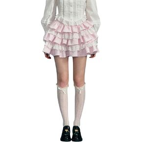 Lolita Kawaii Skirt Women Teen Girl Sweet Cute Shuffle Layered Mini Skirt Y2K High High Weist Cake Chans