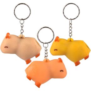 3 Pack - Funny Squeeze Capybara Keychains